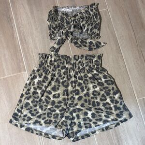 Zenana Outfitters Leopard Print High Waist Shorts and top